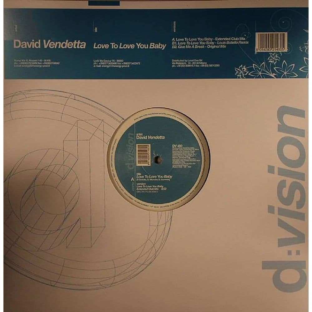 David Vendetta - Love To Love You Baby (12") (Vinilo usado VG+) - Miniatura 1 en LEMM DJ Store