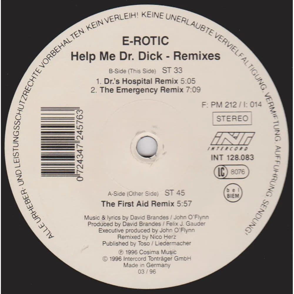 E-Rotic - Help Me Dr. Dick (Remixes) (12") (Vinilo usado VG+) - Miniatura 1 en LEMM DJ Store