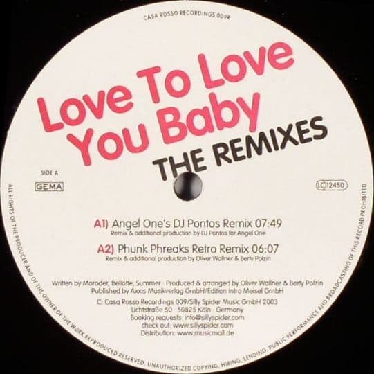 Horny United – Love To Love You Baby (The Remixes) (Vinilo usado VG+) - Avatar en LEMM DJ Store