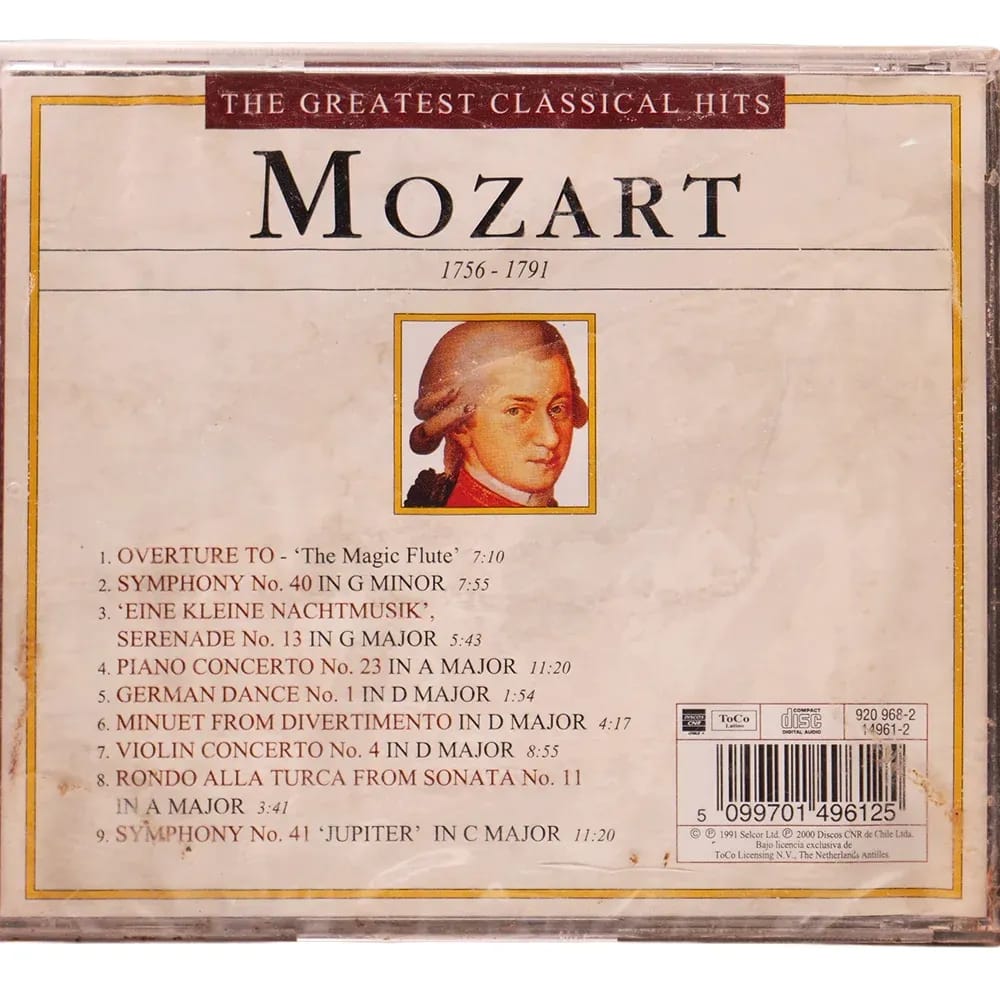 Mozart – The Greatest Classical Hits (CD Álbum nuevo) - Variante - Vista alternativa en LEMM DJ Store