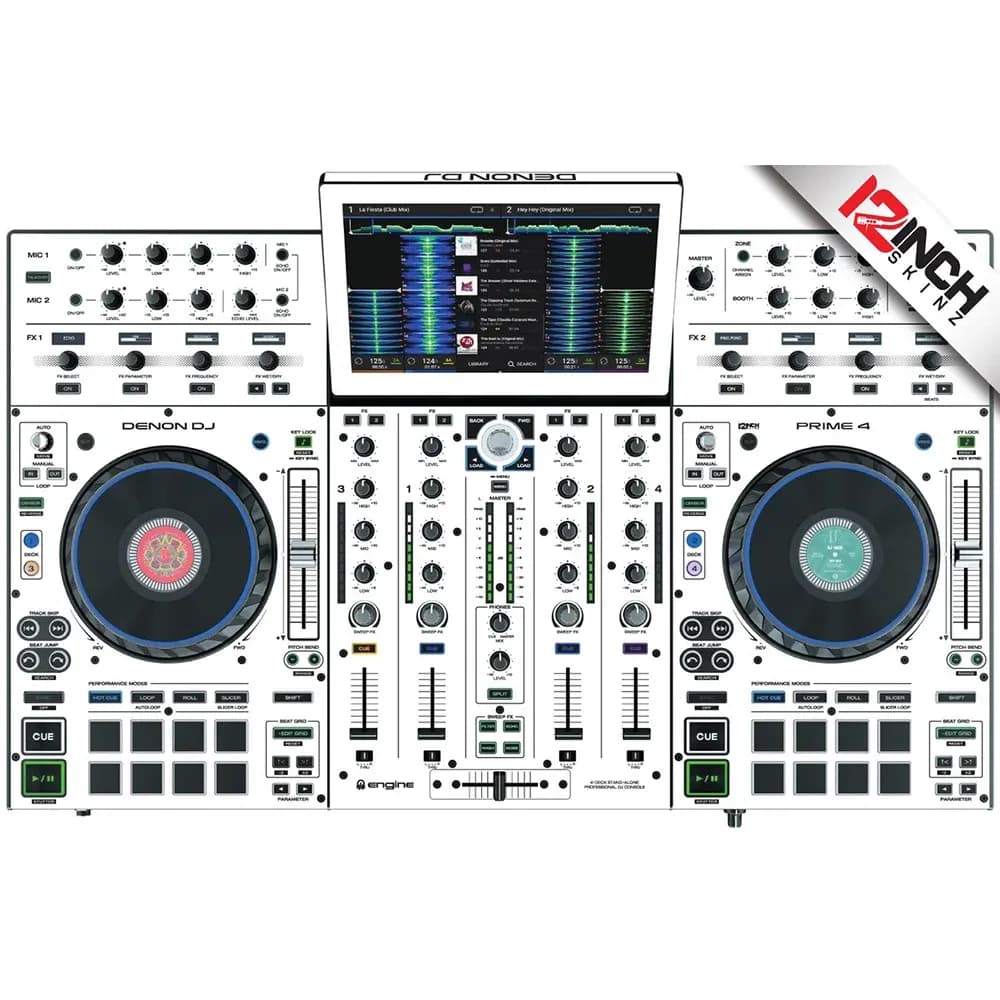 Adhesivo para Denon Prime 4 Skinz - Color Blanco (Adhesivo de gran calidad)