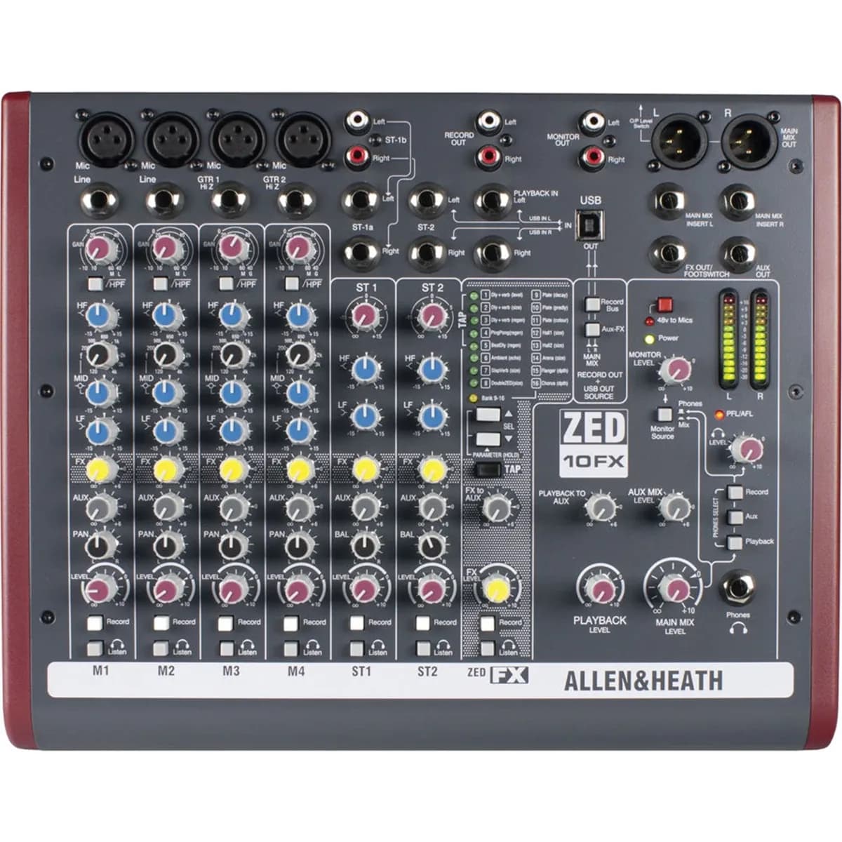 Allen & Heath ZED-10FX – Mesa de Sonido Analógica 6 Canales con Efectos y USB