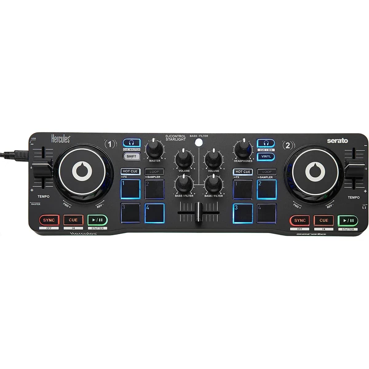 Hercules DJControl Starlight – Controlador DJ Compacto con Serato DJ Lite