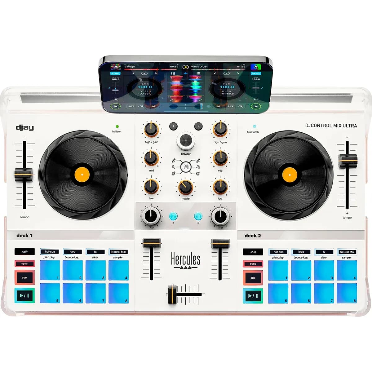 Hercules DJControl Mix Ultra – Controlador DJ Inalámbrico Bluetooth