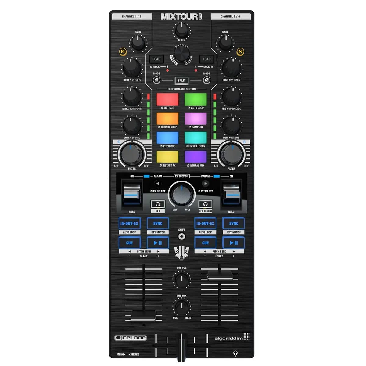 Reloop Mixtour Pro – Controladora DJ Portátil 4 Decks con Neural Mix™