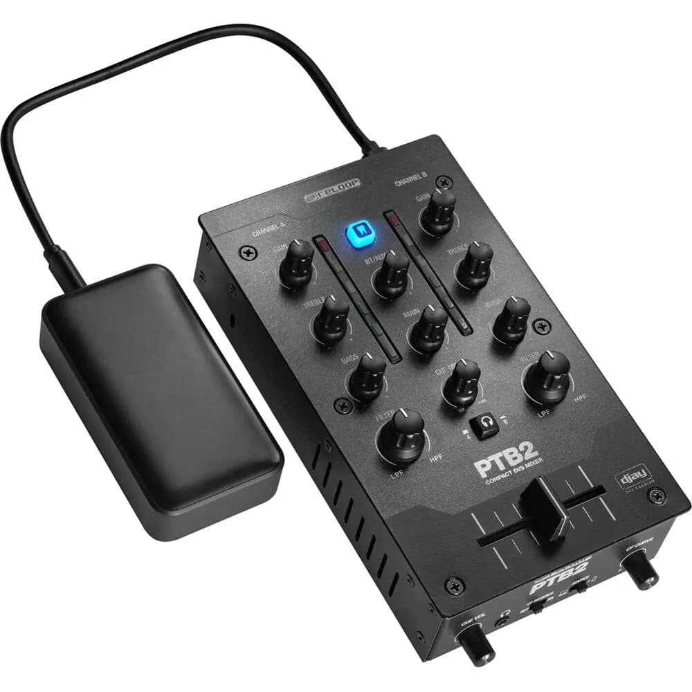Reloop PTB-2 – Mixer DJ Portátil 2+1 Canales con DVS y Bluetooth
