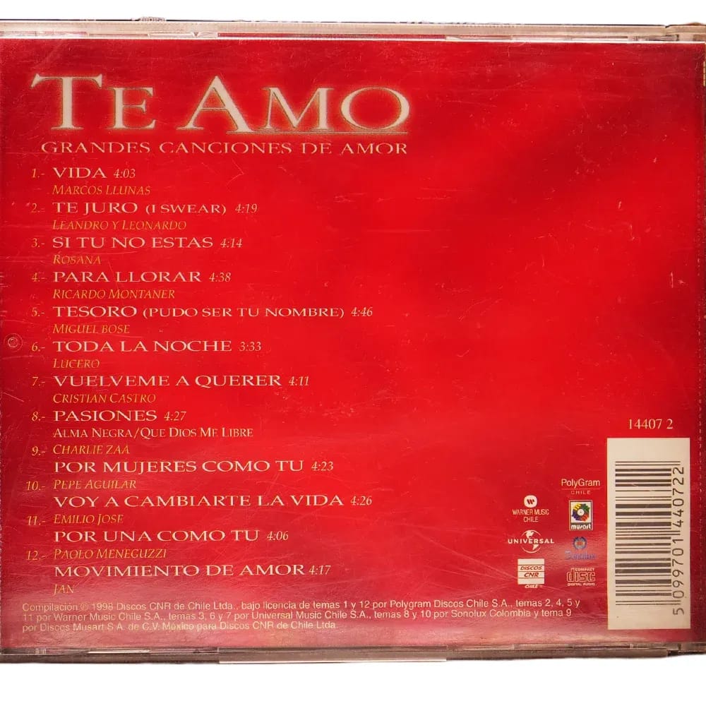 Te Amo – Grandes Canciones de Amor (CD Compilado usado VG+) - Variante - Vista alternativa en LEMM DJ Store
