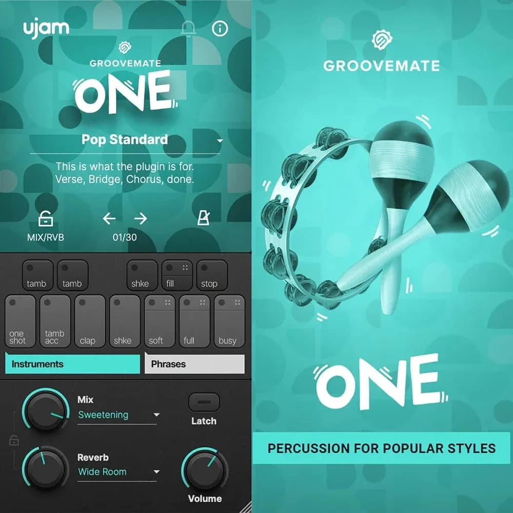 UJAM Groovemate ONE – Plug-in de Percusión Virtual para Estilos Populares (Descarga Digital)