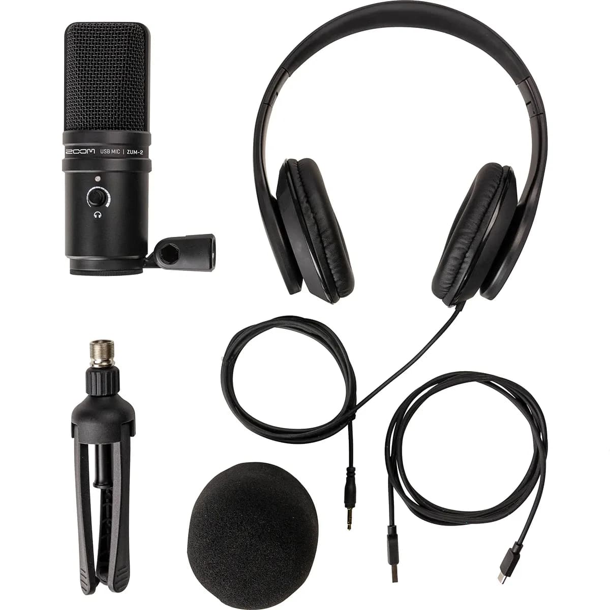 Zoom ZUM-2PMP – Pack de Micrófono USB para Podcast con Audífonos