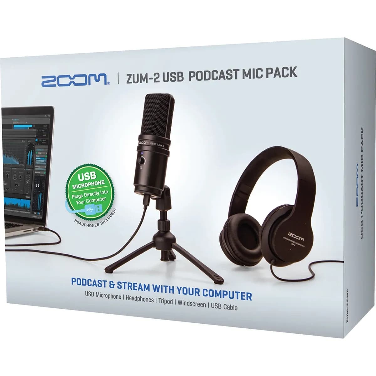 Zoom ZUM-2PMP – Pack de Micrófono USB para Podcast con Audífonos