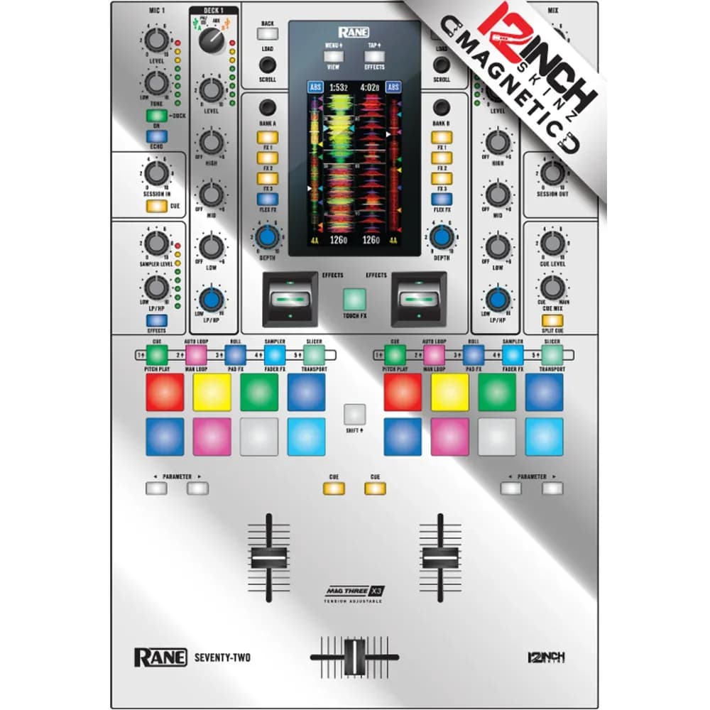 Skin Magnético para Rane Seventy-Two 12inch Skinz - Color Silver Espejado (Magnético, fácil de poner)