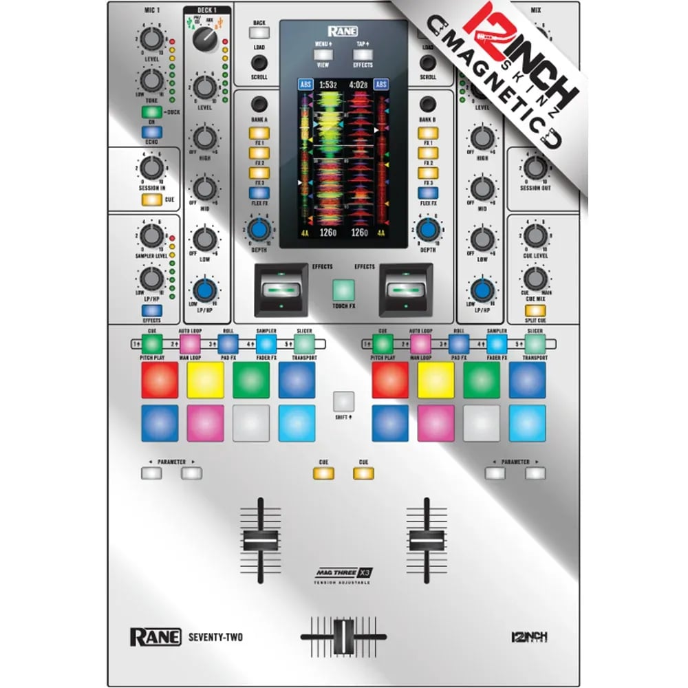 Skin Magnético para Rane Seventy-Two 12inch Skinz - Color Silver Espejado (Magnético, fácil de poner) - Variante en LEMM DJ S