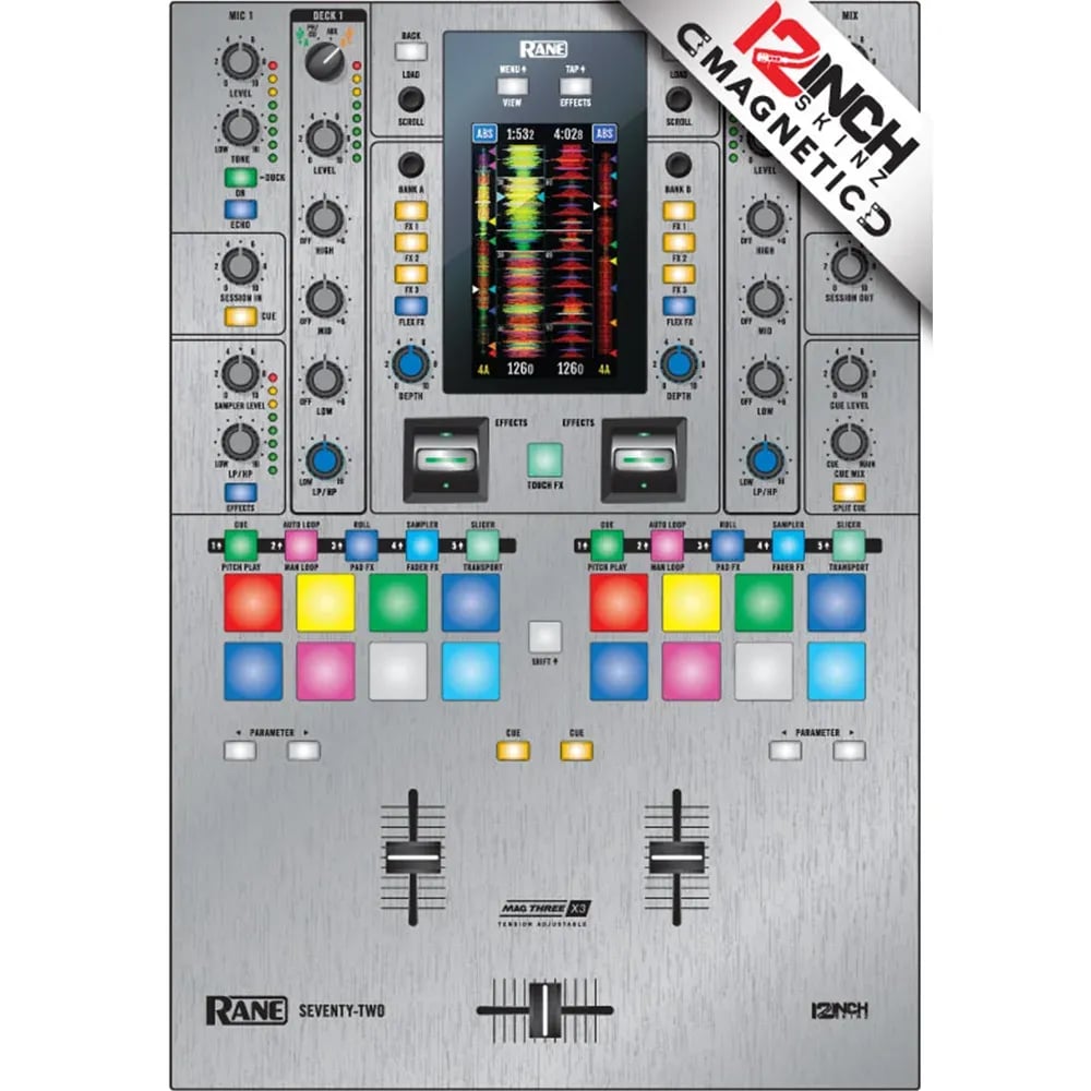 Skin Magnético para Rane Seventy-Two 12inch Skinz - Color Silver Opaco (Magnético, fácil de poner) - Variante en LEMM DJ Stor