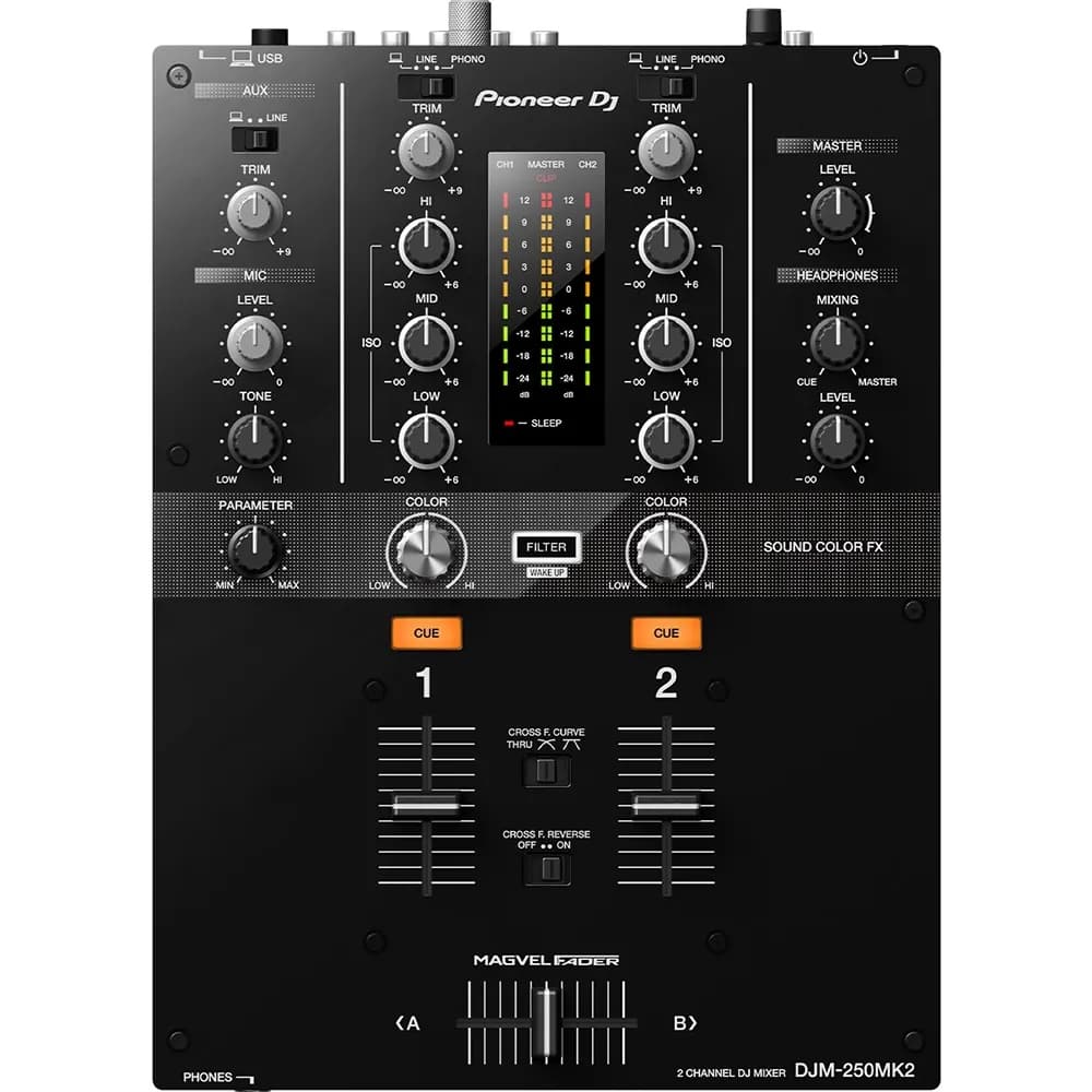 Pioneer DJ DJM-250MK2 Mixer DJ 2 Canales con Tarjeta de Audio USB