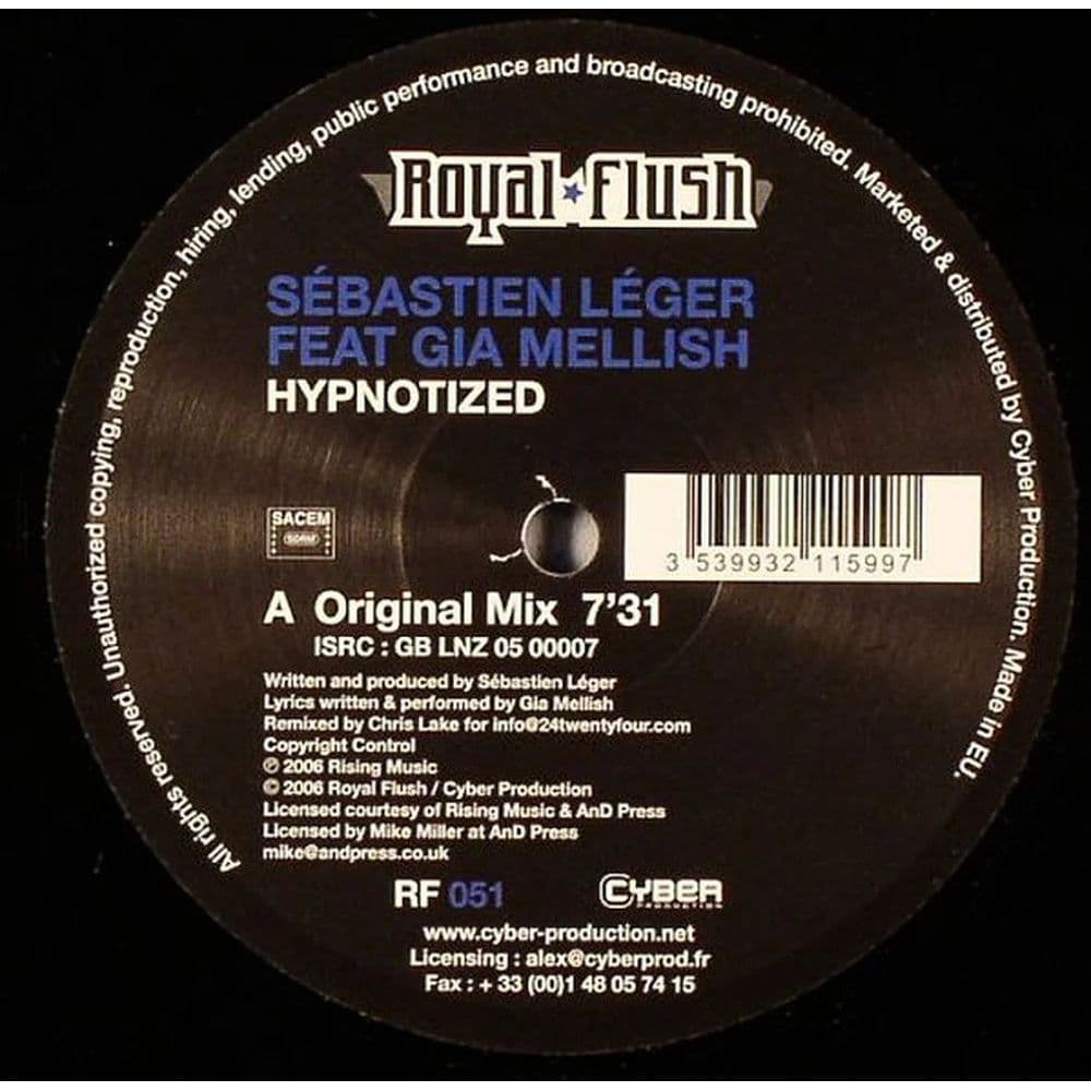 Sébastien Léger Feat. Gia Mellish – Hypnotized (Vinilo usado VG+)